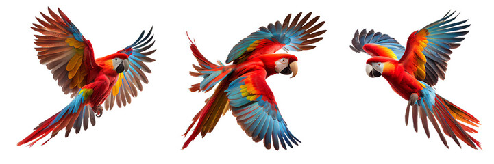 red macaw on transparent background for decorating projects. AI generative - obrazy, fototapety, plakaty