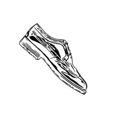 black and white sketch of a shoe with transparent background
