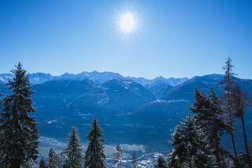 The Valtellina mountains, with its pastures, woods and fresh snow, during a wonderful winter day...
