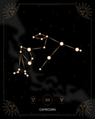 Fototapeta na wymiar AQUARIUS zodiac horoscope star constellation space symbol, horoscope night sky map. thin line sign art design vector illustration