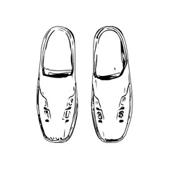 black and white sketch of a shoe with transparent background
