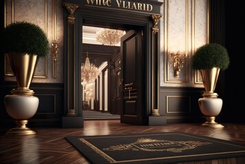 VIP luxury entrance with red carpet. generative ai