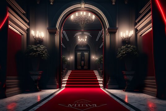 VIP luxury entrance with red carpet. generative ai