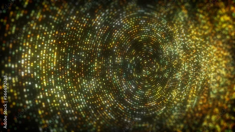 Poster flickering concentric circles streaming background/ 4k animation of an abstract golden wallpaper orn