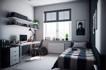 Illustration of a modern bedroom - Created with generative ai