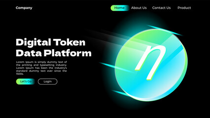 landing page design with a digital token for business