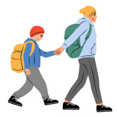 Une mère et son fils en randonnée, femme et enfant, activité de plein air, marche