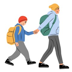 Une mère et son fils en randonnée, femme et enfant, activité de plein air, marche