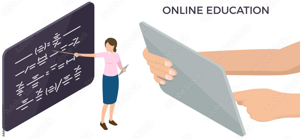 Aufkleber distance education, online learning via internet concept. website with online courses for e-learning