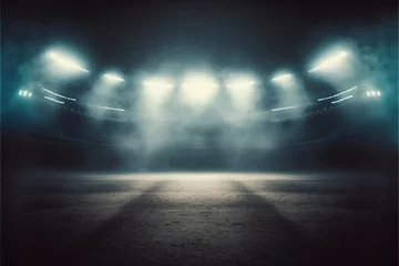 Fototapeten Stadium with lights background for display. generative ai © amrets