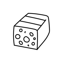 Edam cheese black line icon. Dairy product.
