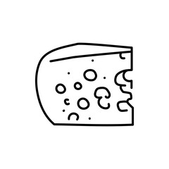 Maasdam cheese black line icon. Dairy product.