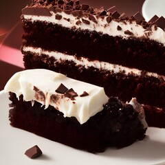 a piece of chocolate cake with coffee - generative ai