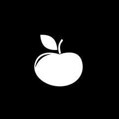 Apple fruit  silhouette icon isolated on black background.