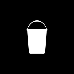 Bucket icon isolated on black background.