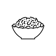 Sour milk cheese in a plate black line icon. Dairy product.