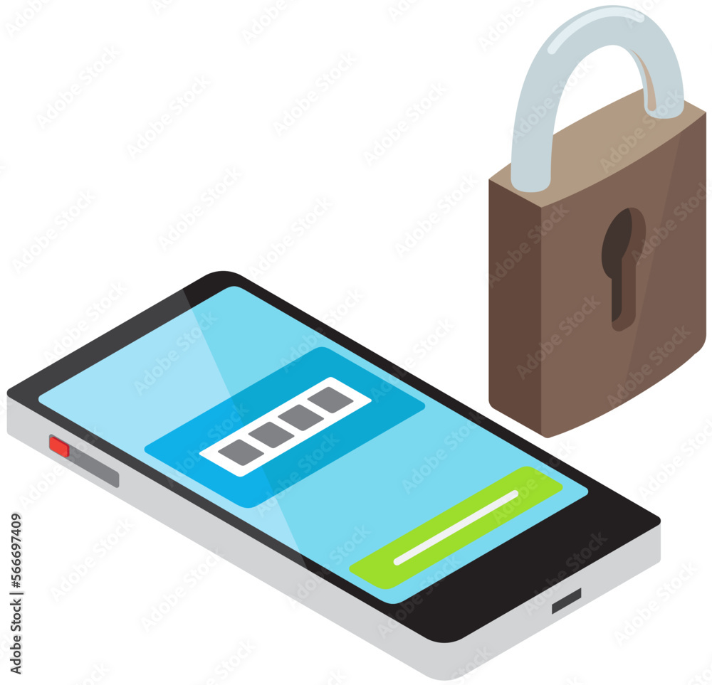 Poster mobile security concept. secure internet connection, smartphone privacy and vpn connect protection. 