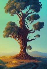 Fairytale Landscapes with Surreal Trees. Generative AI