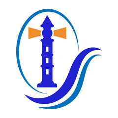 lighthouse logo illustration vector
