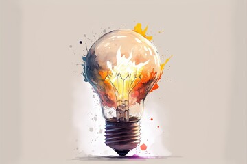  a painting of a light bulb with a lot of paint splatters all over the light bulb and the light bulb has a lot of paint splatters all over it.  generative ai
