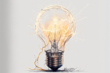  a drawing of a light bulb with a drawing of a person inside it on the inside of the light bulb is a drawing of a man holding a lightbulb.  generative ai