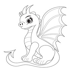 dragon for childrens coloring book, character, vector