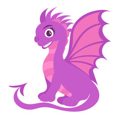 cartoon dragon in flat style, vector