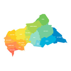 Central African Republic political map of administrative divisions © pyty