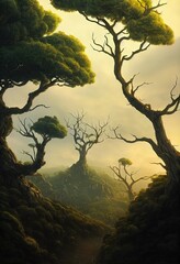 Obraz premium The Mystical Sceneries of Fantastical Trees. Generative AI