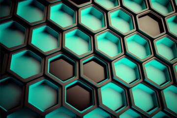 Hexagon Wabengitter Türkis Designe Hintergrund, ai generativ