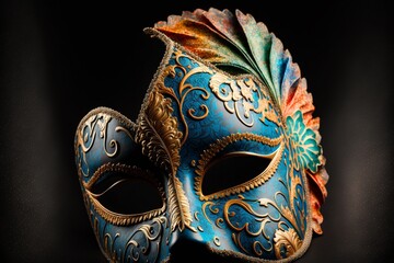 Schöne venezianische Karneval Maske mit Verzierungen und Ornamente, ai generativ