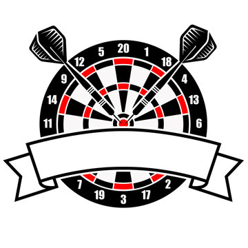 Darts play logo design vector illustration, Dart shooting Game split monogram Svg, Dartboard Dart Bullseye, fun party games