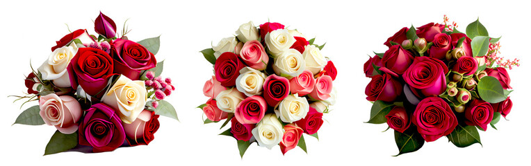 Red Roses for Valentine's Day on a transparent background for decorating projects. AI generative