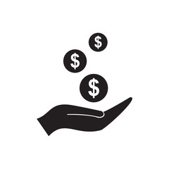 coins in hand, web icon symbol