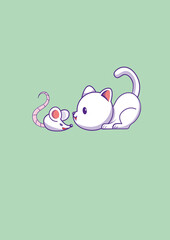 Cute Cat Playing With A Mouse