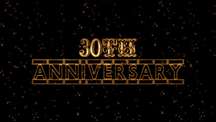 Gold Text Color. Poster template for celebrating 30 th Anniversary event party on black background.