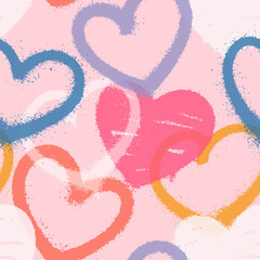Seamless pattern of sprayed graffiti hearts. Vector illustration for your design