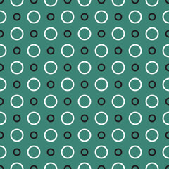 Tile vector pattern with black and white dots on green background for seamless decoration wallpaper 