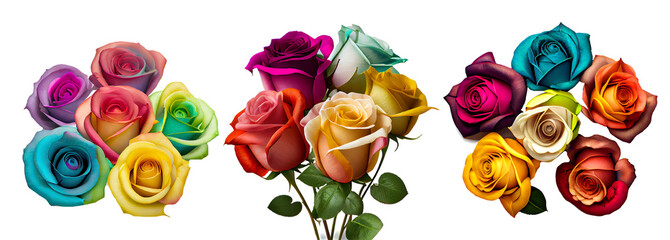 Fototapeta na wymiar Red Roses for Valentine's Day on a transparent background for decorating projects. AI generative