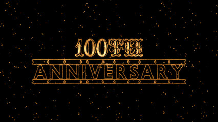 Gold Text Color. Poster template for celebrating 100 th Anniversary event party on black background.