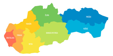 Slovakia political map of administrative divisions