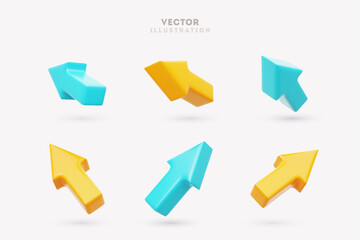 3d vector collection bright isometric arrows illustration. Direction cursor