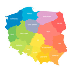 Poland political map of administrative divisions