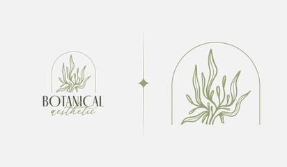 Botanical Plant Flower Monoline Line Art Line Drawing. Universal creative premium symbol. Vector illustration. Creative Minimal design template