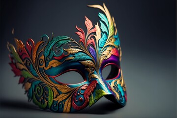 Schöne bunte edle Maske für Fasching in Venedig und Karneval in Rio, ai generativ
