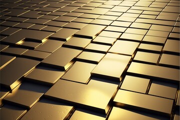 Fototapeta premium Weg mit Goldbarren gepflastert, erfolgreich mit Gold handeln. ai generativ