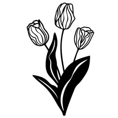 Obraz premium Tulip silhouette svg, Flower bouquet, Floral arrangement