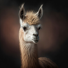 Obraz premium closeup of llama portrait. generative ai
