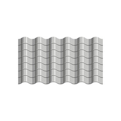 Grey metal or steel roof tiles vector illustration. Cartoon drawing of metallic profile sheets for house or home roof on white background. Construction, materials concept