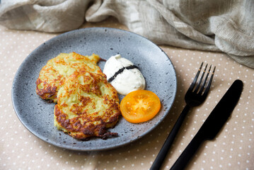Potato cutlets with sour cream